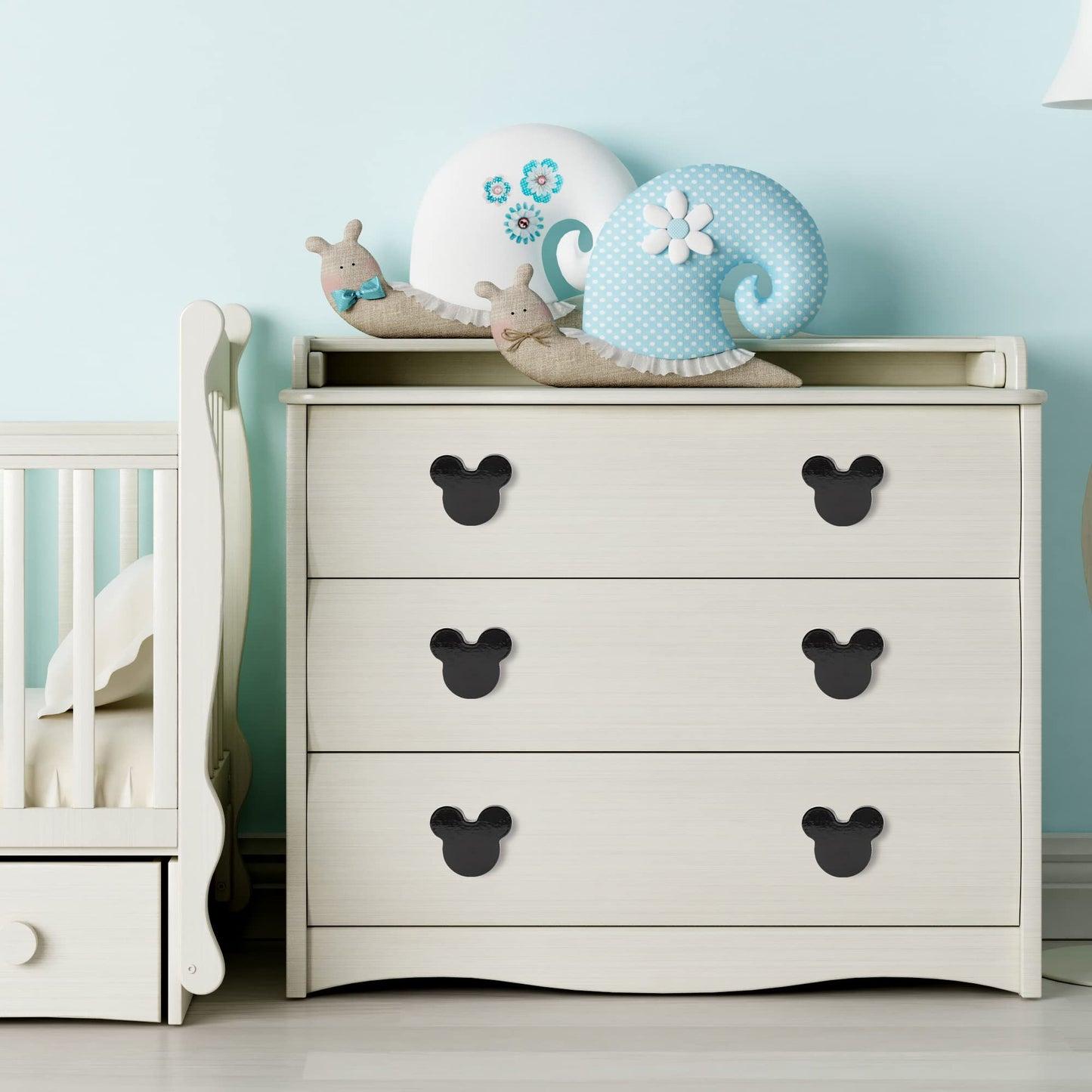Waifairphy Wooden Mouse Cabinet Knobs with 2 Different Size Screws for Dresser Drawers,Wood Dresser Knobs for Kids Bedroom and Bathroom Decor,Kids Drawer pulls 6 Pack,Nursery Dresser knobs for Kids