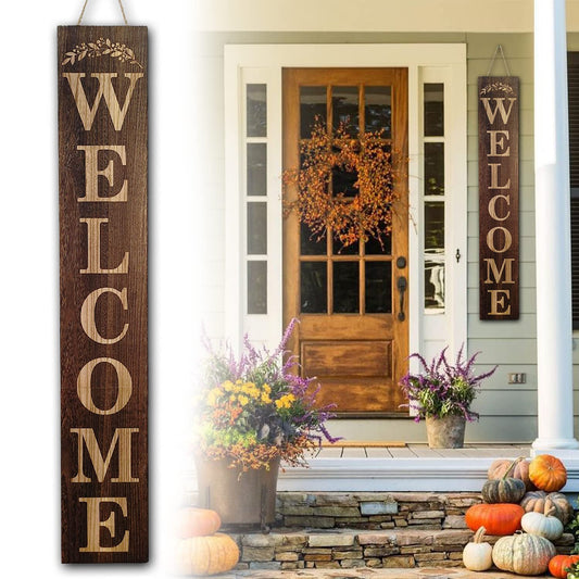 BXAIGR Welcome Sign for Front Door 47 Inch Tall Wood Welcome Sign for Front Porch Standing, Letters Table Wall Hanging Décor, Blessed Signs for Café Farmhouse Wedding Cake Shop Outdoor Indoor