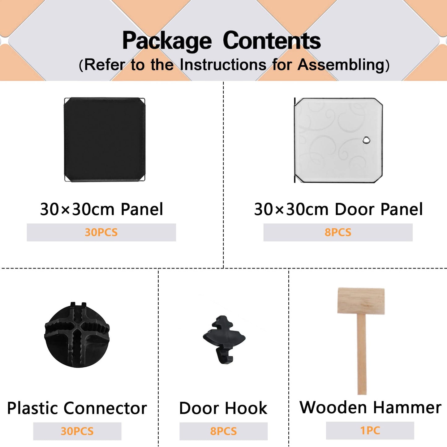 C&AHOME Cube Storage Organizer with Doors, 8-Cube Shelves, Closet Cabinet, DIY Plastic Modular Bookshelf, Storage Shelving Ideal for Bedroom, Living Room, 24.8" L × 12.4" W × 48.4" H Black UGSHS3008A
