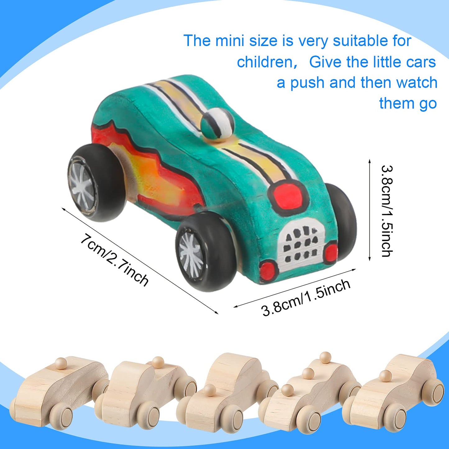 Zhanmai 24 Pieces Wooden Cars to Paint Wood DIY Car Toys Unfinished Wooden Cars Unfinished DIY Crafts for Students Home Activities Easy Woodworking and Family Time Set