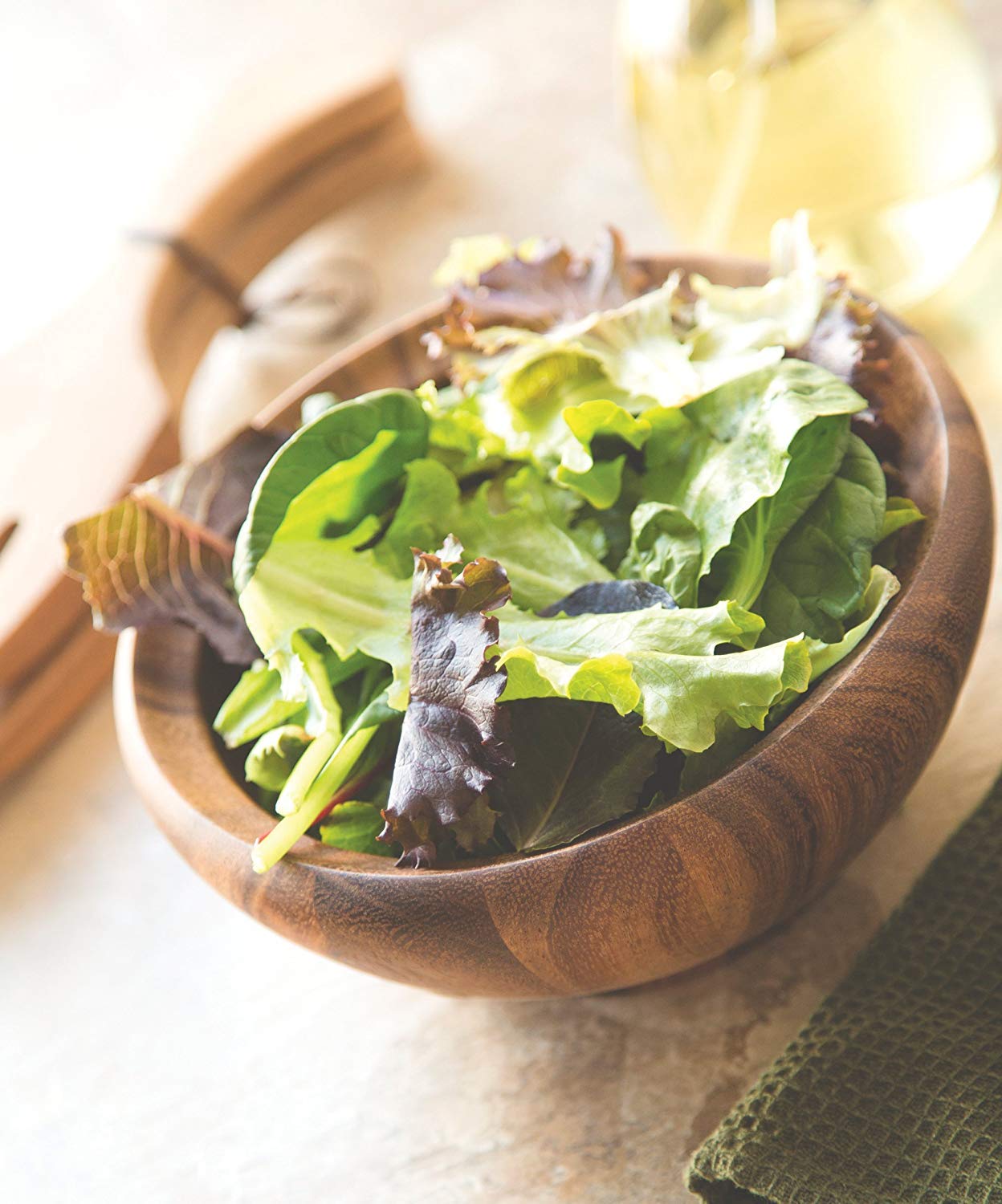 Ironwood Gourmet Salinas Small Salad Bowl Set, Set of 4 Individual Sized Wooden Salad Bowls, 7" x 3"