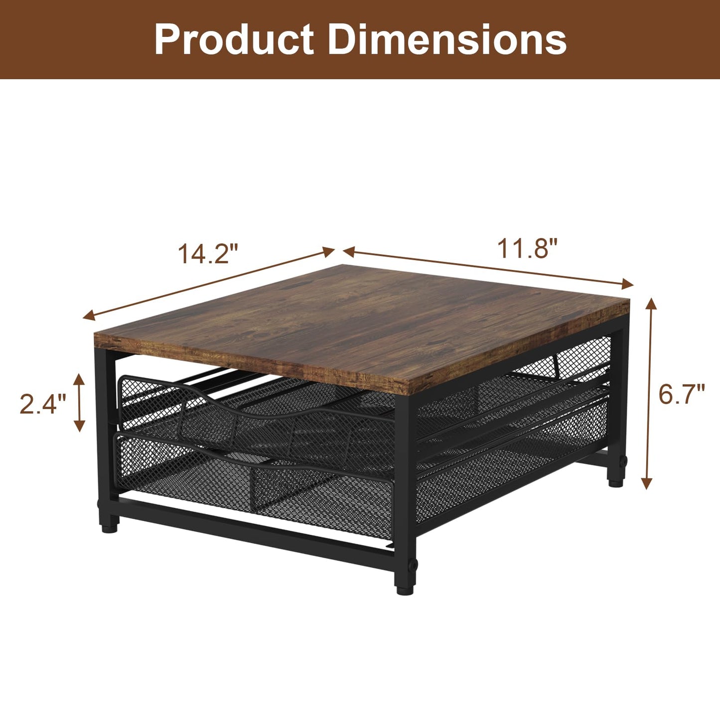 VyGrow Coffee Pod Holder For Counter, Wooden K Cup Holder with Double Layer Sliding Drawer, Large Capacity Coffee Pod Storage for Coffee Station, Home, Office, Kitchen