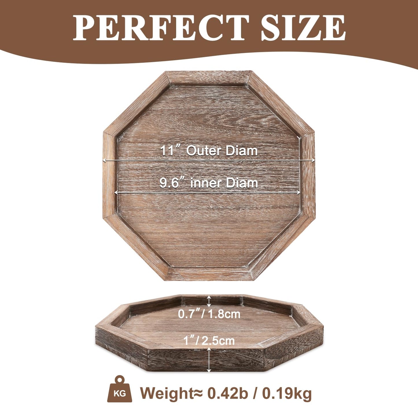 Rustic Candle Holder Plate Boho Wooden Decorative Trays for Coffee Table Farmhouse Kitchen Counter Home Decor Living Room Small Wood Serving Tray for Dining Table Centerpiece Bathroom Vanity Trays