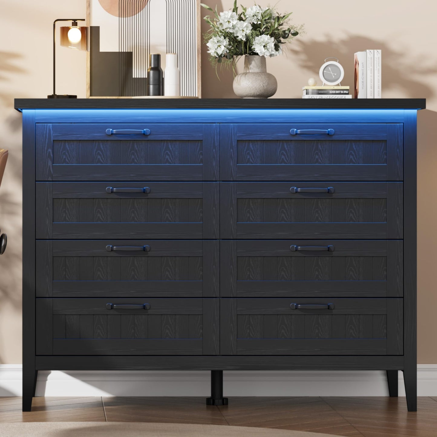 IDEALHOUSE 8 Drawer Dresser with Charging Station & LED Lights