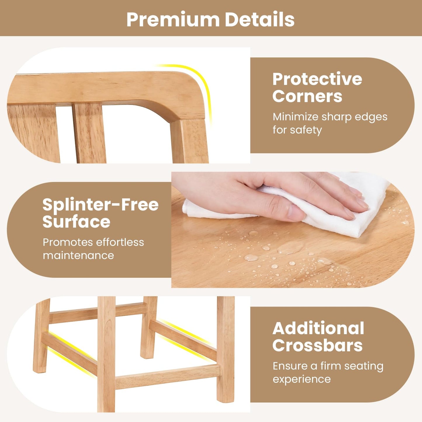 Giantex Wood Dining Chairs Set of 2, Rubber Wood Kitchen Chairs with Hollowed Backrest, Natural Dining Room Chair, Wooden Side Chairs for Living Room Restaurant