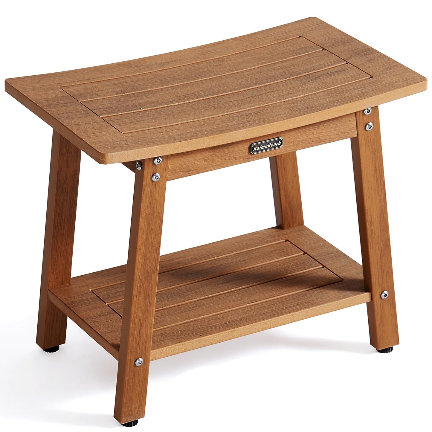 KaimuBench Large HDPS Shower Bench Seat, Waterproof Shower Stool for Inside, Bath Chair Seat for Shaving Legs, Spa Foot Rest with Adjustable Feet, No Maintenance, Indoor/Outdoor Use, Brown