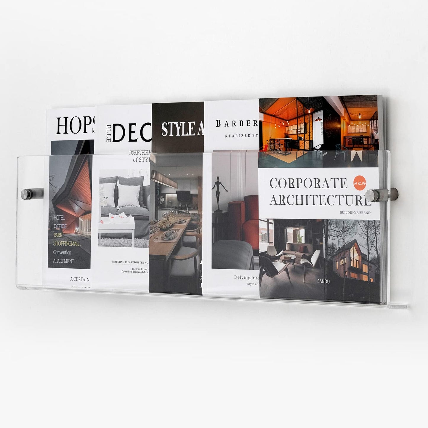 XOHYW Clear Acrylic Brochure Holder Wall Mount 3 Tier, Hanging Bookshelf Magazine Rack Literature Storage Rack for Waiting Room, Living Room, Office, Home Display