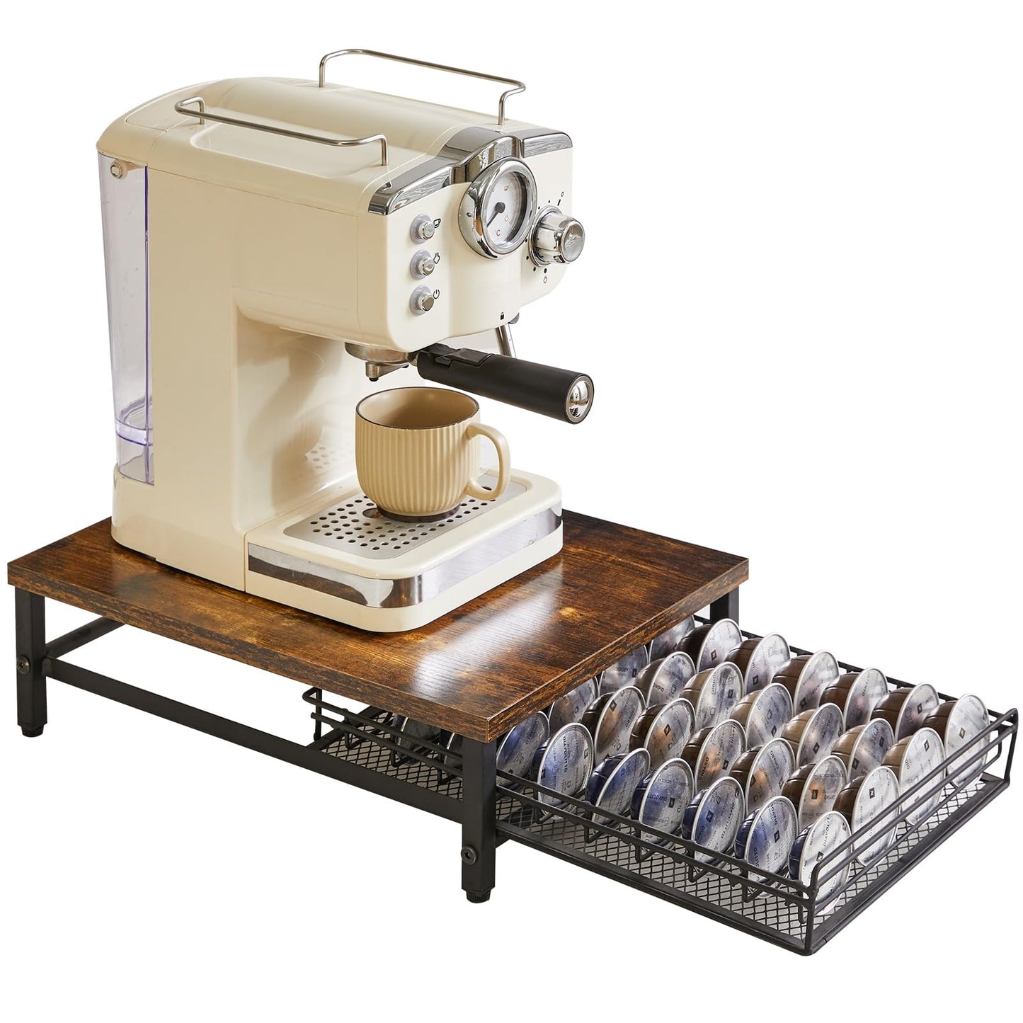 IBUYKE Coffee Pod Drawer Holder for Nespresso Vertuo Pods,Brown TCJ101H