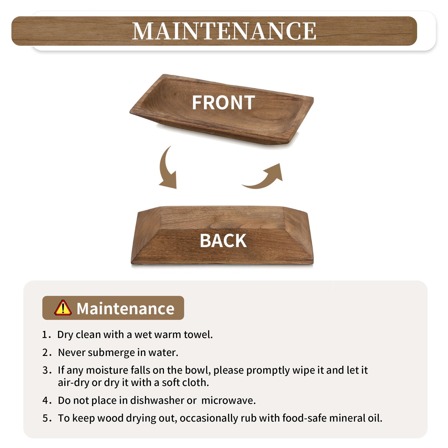 Hanobe Decorative Wooden Dough Bowl: Wood Bowl Decor for Entry Table Decor Coffee Table DecorDining Room Kitchen Decor, Brown