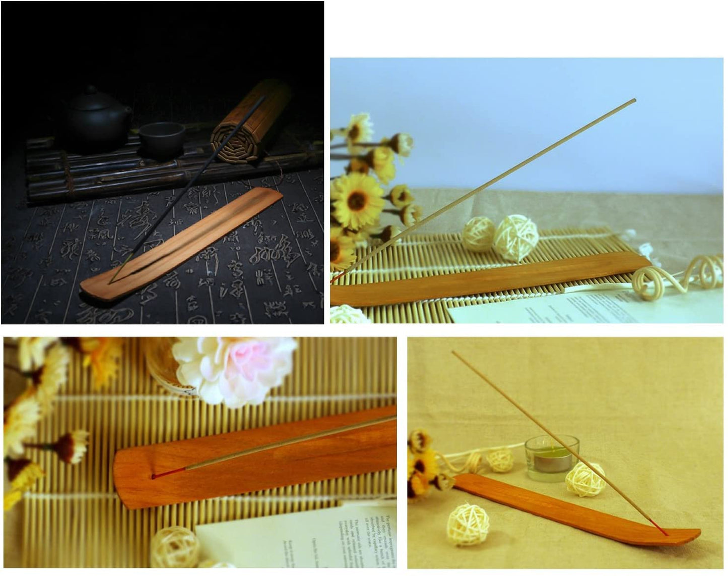 TRENDBOX 100pcs Handmade Plain Wood Wooden Incense Stick Holder Burner Ash Catcher Natural Design Buddhist