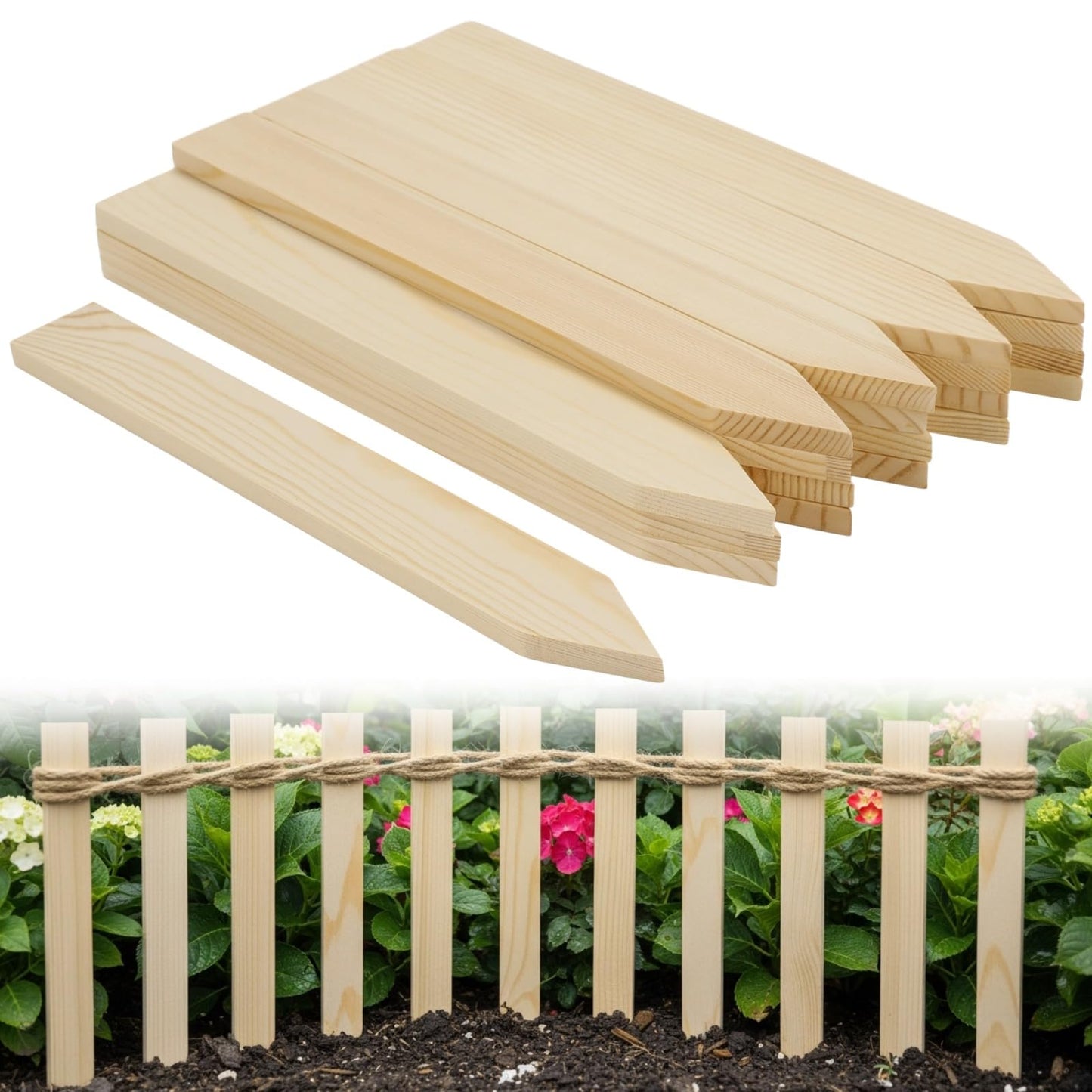 20 PCS Wooden Garden Stakes, 11.4 in Pointed Wood Stake for Plant Support, Survey Stake for Yard Marking, Sign Posts, Silt Fence Stakes for Landscaping Garden Farm Construction Use