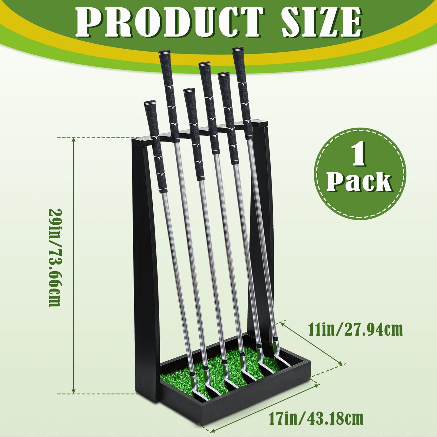Lenwen Holds 6 Clubs Wooden Golf Putter Stand Golf Club Holder Stand Wooden Display Rack Floor Display Rack Club Organizer for Storage Sports Indoor Home Office Simulator Garage (Black)