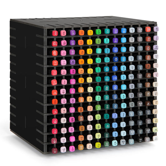 Arkiya 360° Rotating Marker Storage Rack, 338 Individual Slots Desktop Organizer Holder for Art Markers Pens Color Pencils - Black