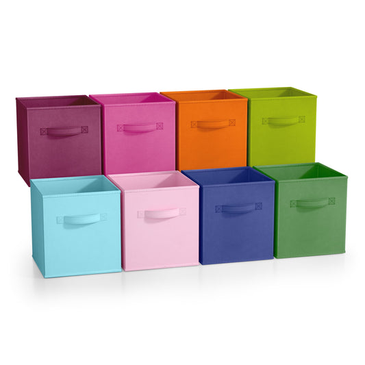 Sorbus Fabric Storage Cubes - 8 Foldable Storage Bins for Organizing Pantry, Cubbies, Toy Box - Clothes Storage & Closet Organizer - 11 Inch Collapsible Cube Baskets for Shelves with Handle