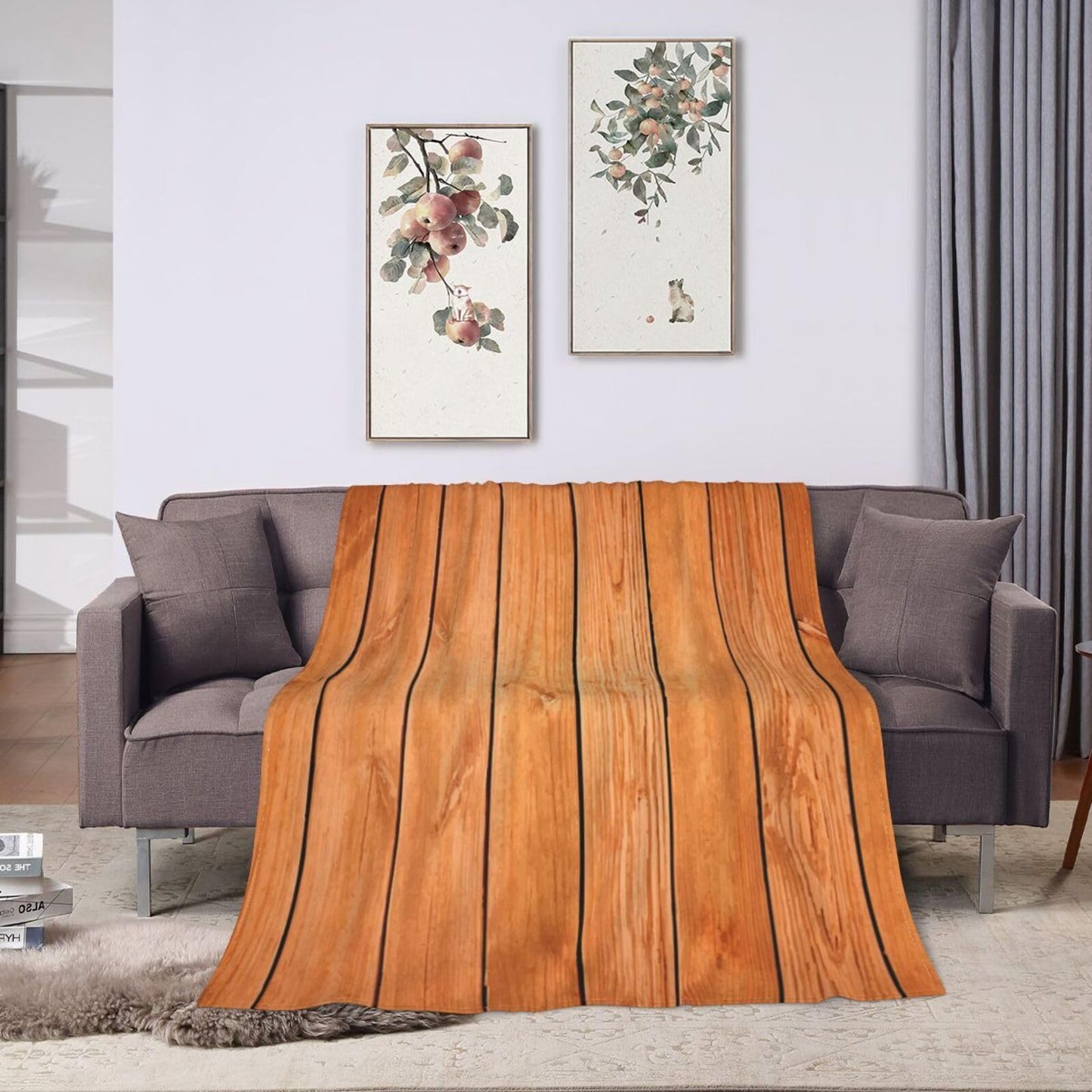 50"X40" Wooden Planks Texture Soft Flannel Blanket - Lightweight and Quick Drying, Used for Home, Travel, Camping