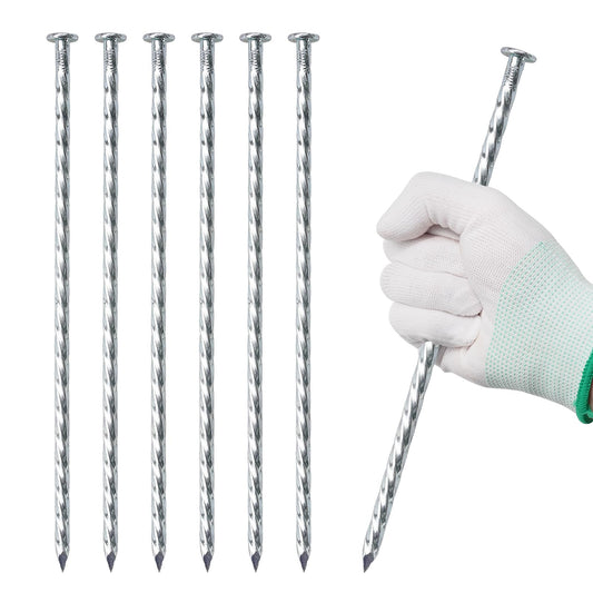 10 Inch Galvanized Landscape Stakes 50 Pack Heavy Duty Metal Anchoring Spikes Garden Nails for Paver Edging, Camping Tent, Weed Barrier, Artificial Turf, Carpentry and More