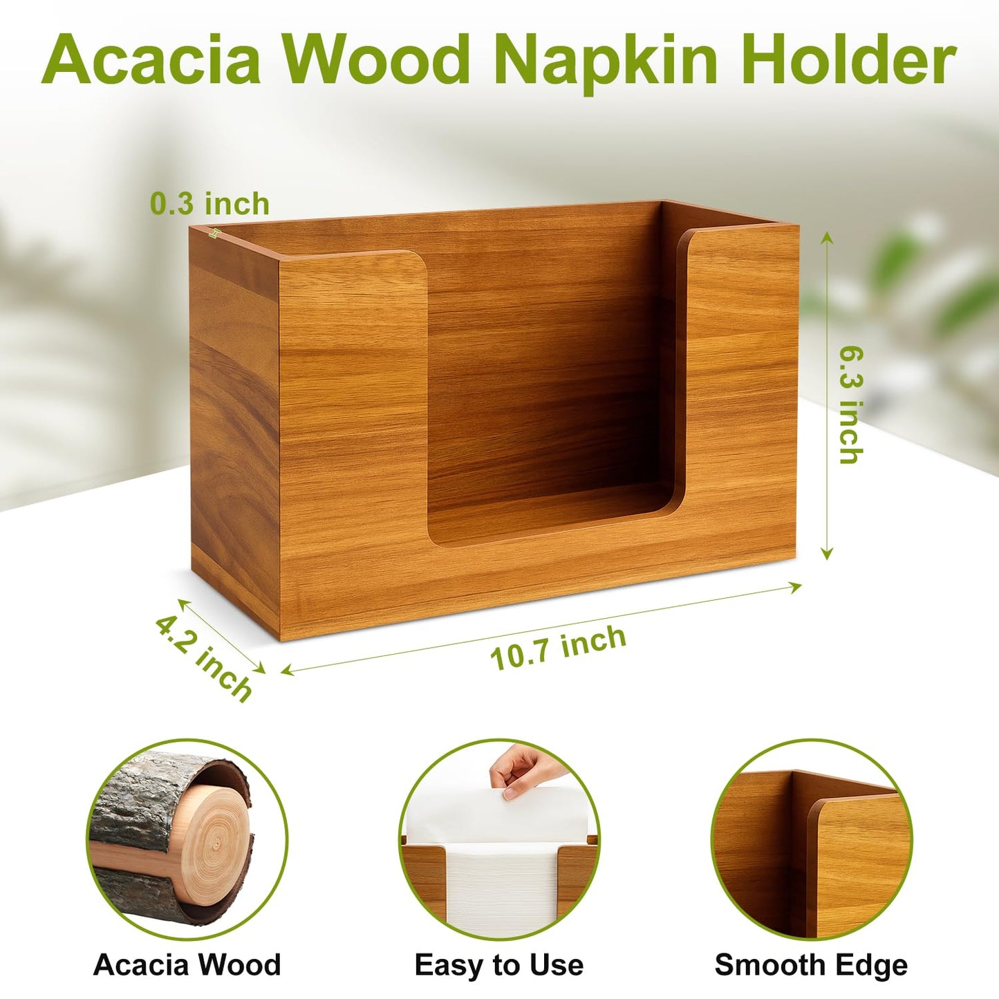 Acacia Wood Paper Towel Dispenser Countertop Wooden Paper Towel Holder for Bathroom Kitchen Napkin Holder Counter Multifold C-Fold Z-Fold Trifold Hand Towels Dispenser for Toilet Restroom