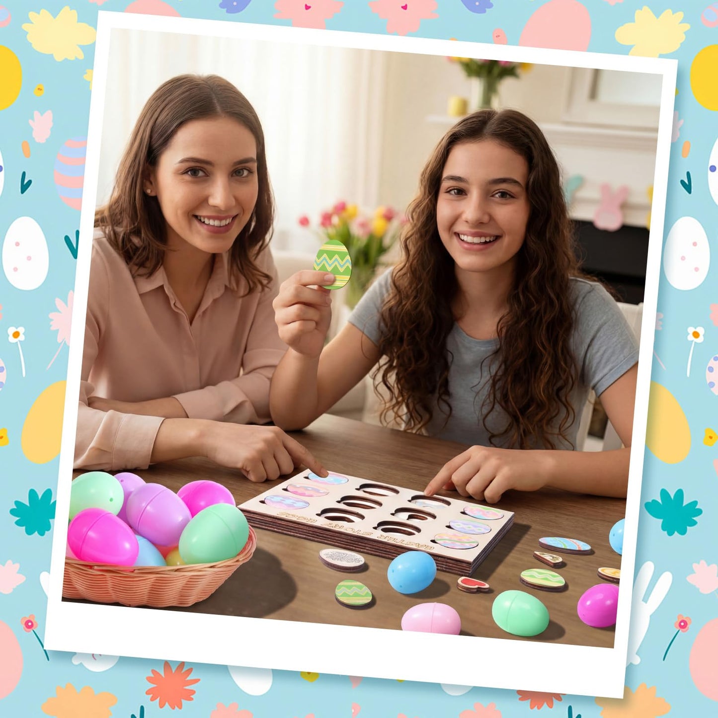 Ceenna Resurrection Easter Story Game with Wooden Board, 12 Egg Cards, 11 Symbolic Puzzle, 12 Plastic Eggs, Interactive Resurrection Learning Activity for Kids Multi-layer Faith Based Easter Gift Set