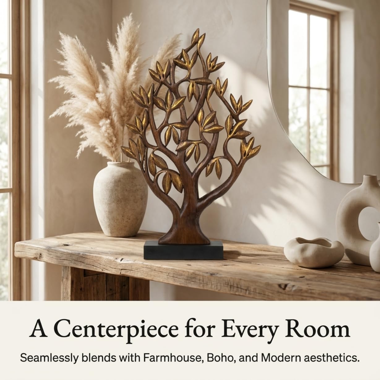 Decozen Gift for Mom, Wooden Tree of Life Sculpture, Birthday, Home Decor, Office, Living Room, Shelf, Fireplace, Farmhouse, Tabletop, Boho and Mantle Decor, Christmas Décorations, Mothers Day Gifts