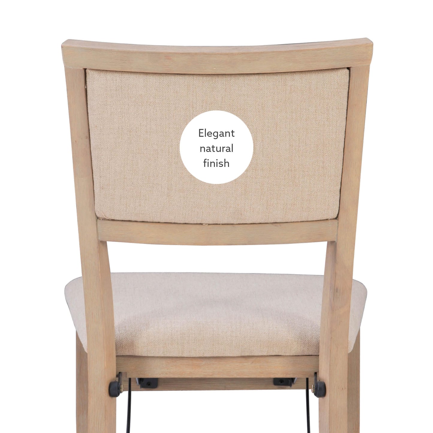 Linon Keira Natural Rustic Wooden Folding Chair with Beige Upholstered Seat and Back Set of 2