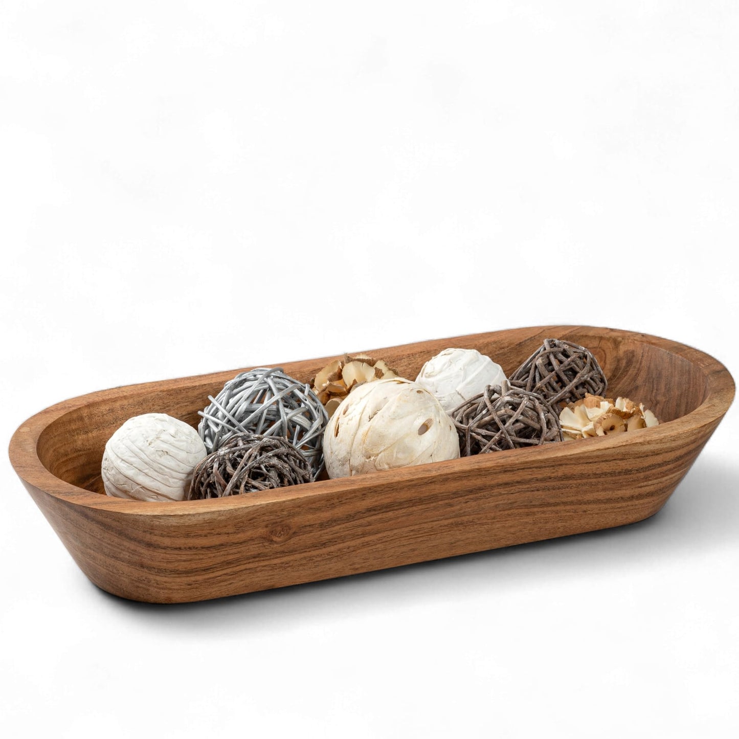 Mie Creations 16.5'' Large Wooden Dough Bowl for Decor, Farmhouse Decorative Centerpiece Oval Dough Bowls for Table | Handmade Long Acacia Wood Bowl, Rustic Thanksgiving Christmas Dining Decorations