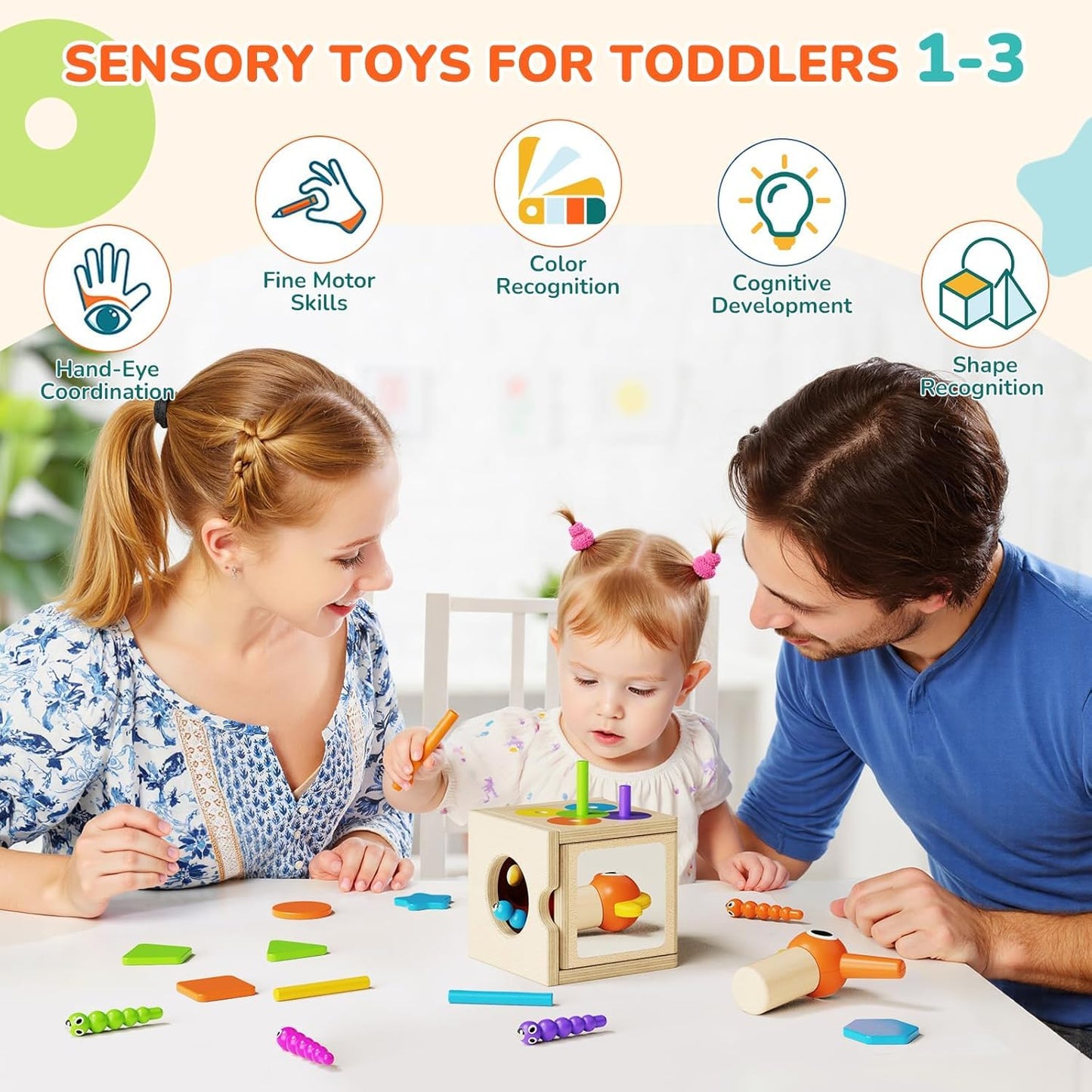 Paisure 5-in-1 Wooden Activity Cube, Magnetic Bird Feeding Toy
