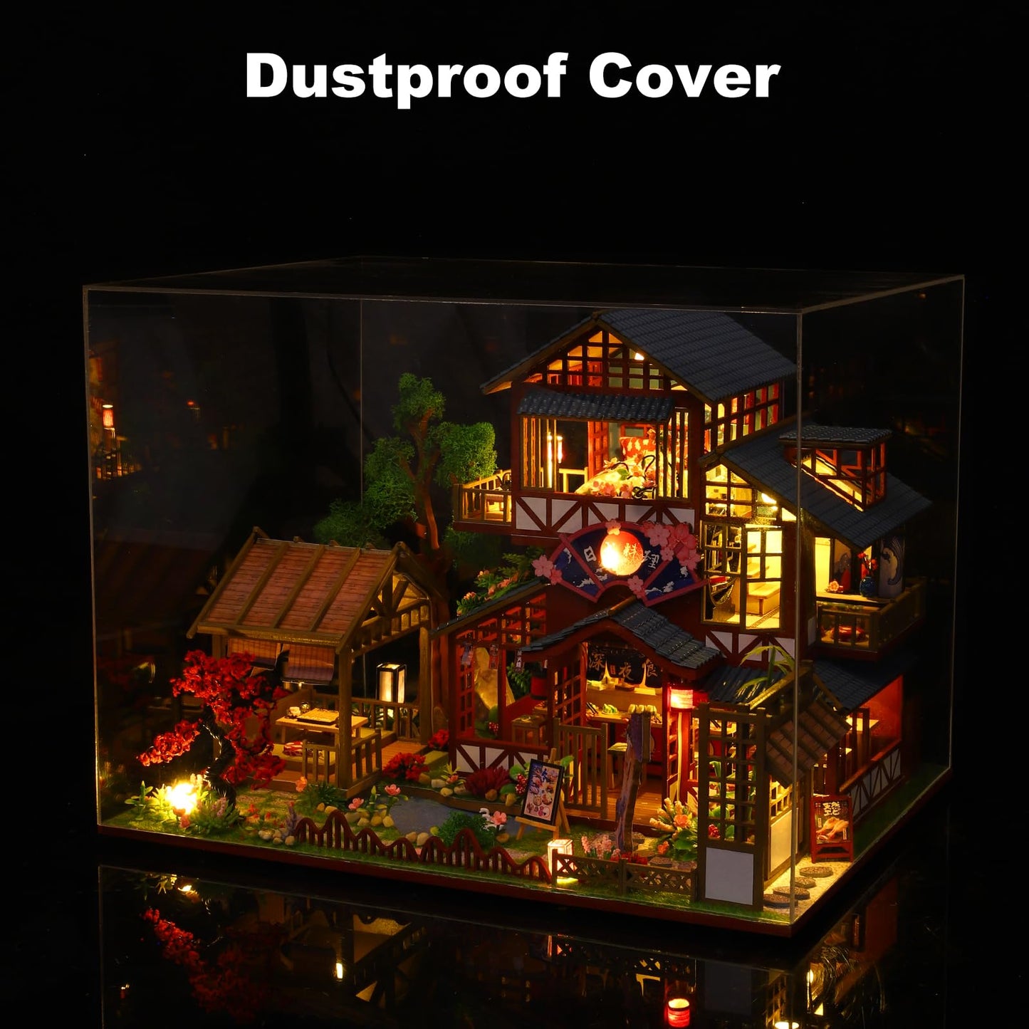 Hallisun DIY Miniature House Building Kits, Japanese Restaurant and Corner Tavern 3D Wooden Dollhouse Toys, Birthday Christmas Festival Gift for Teens Adults