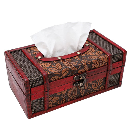 Wooden Tissue Box, Vintage Handmade Tissue Box Rectangular Decorative Wood Facial Tissue Holder for Bathroom Living Room Office car Kitchen (1)