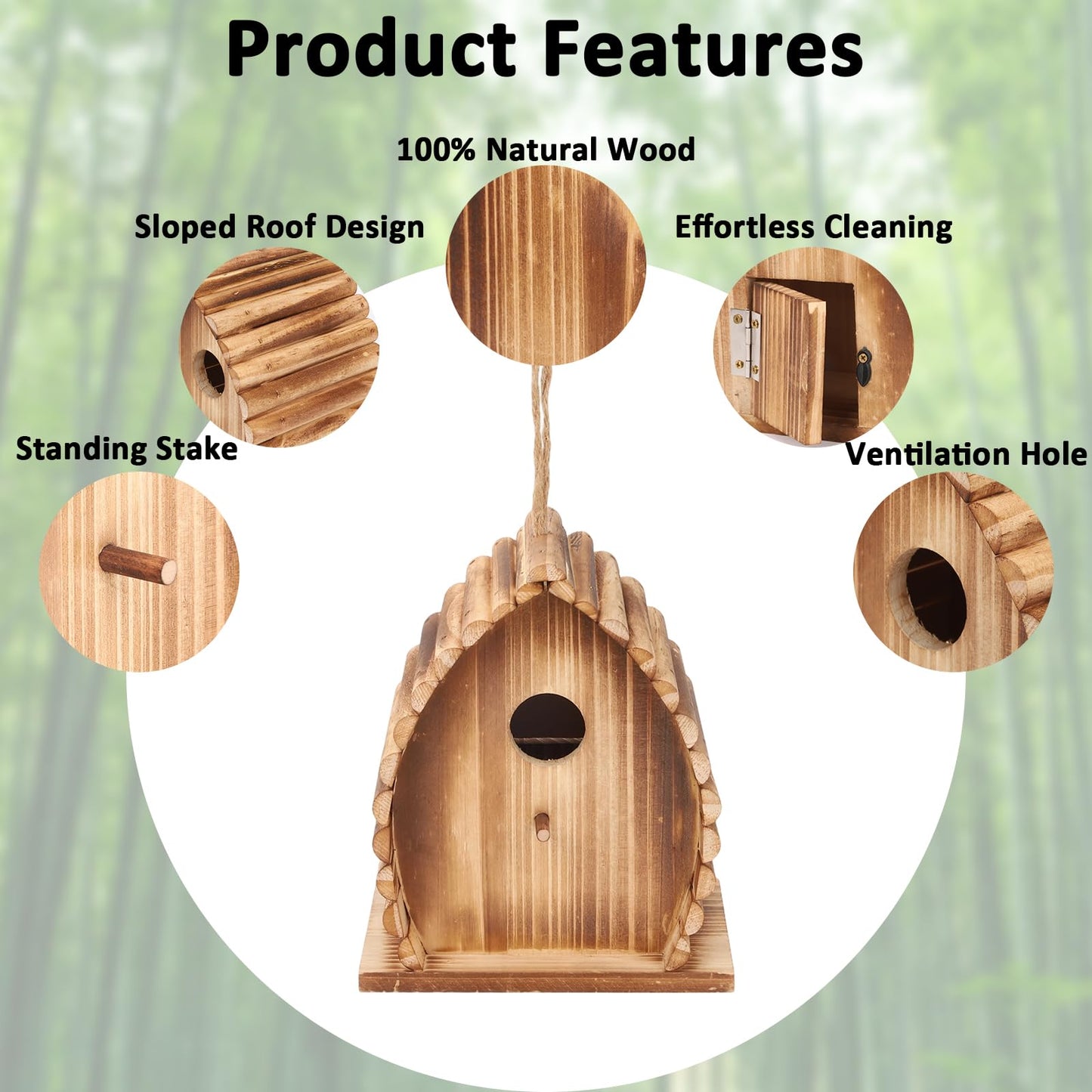 wyicwyp Bird House for Outside Hanging Natural Wooden Birdhouse