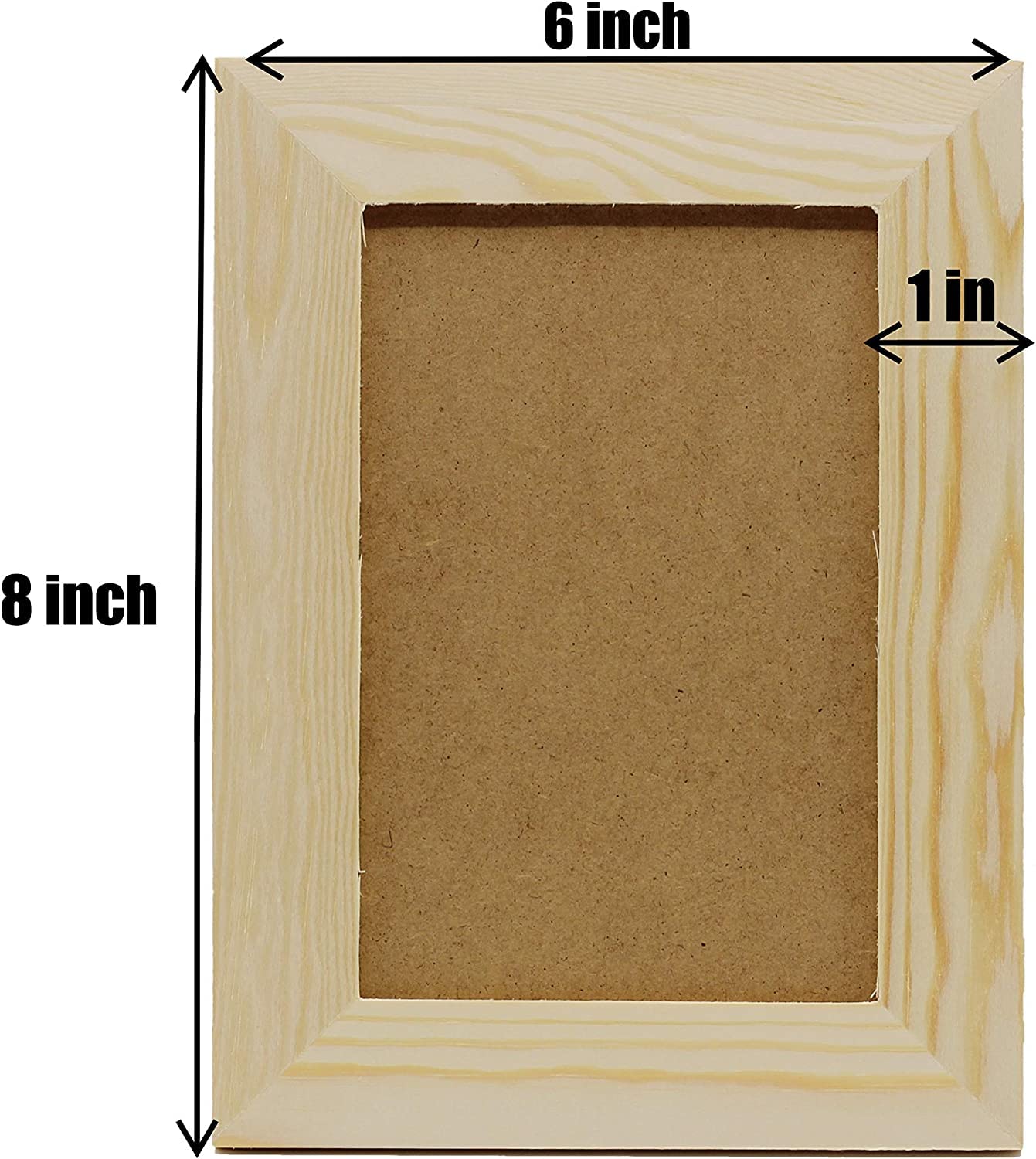 Creative Hobbies Pack of 12 - Unfinished Solid Pine Wood Picture Frames for Arts & Crafts, DIY Painting Projects - Stand or Hang on The Wall - (6x8 Frame Size Holds 6x4 Pictures) - for Adults & Kids
