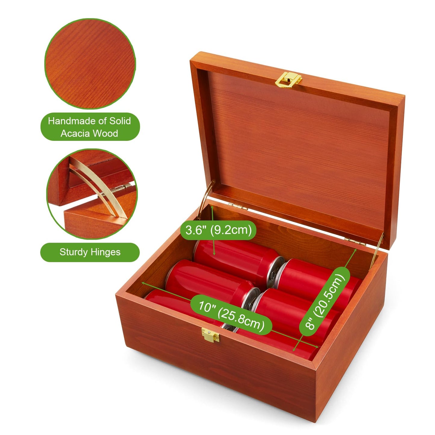 DRASTAR Wooden Keepsake Box, Large Storage Box with a Hinged Lid, Memory treasure box for Crafts and Photo Storage
