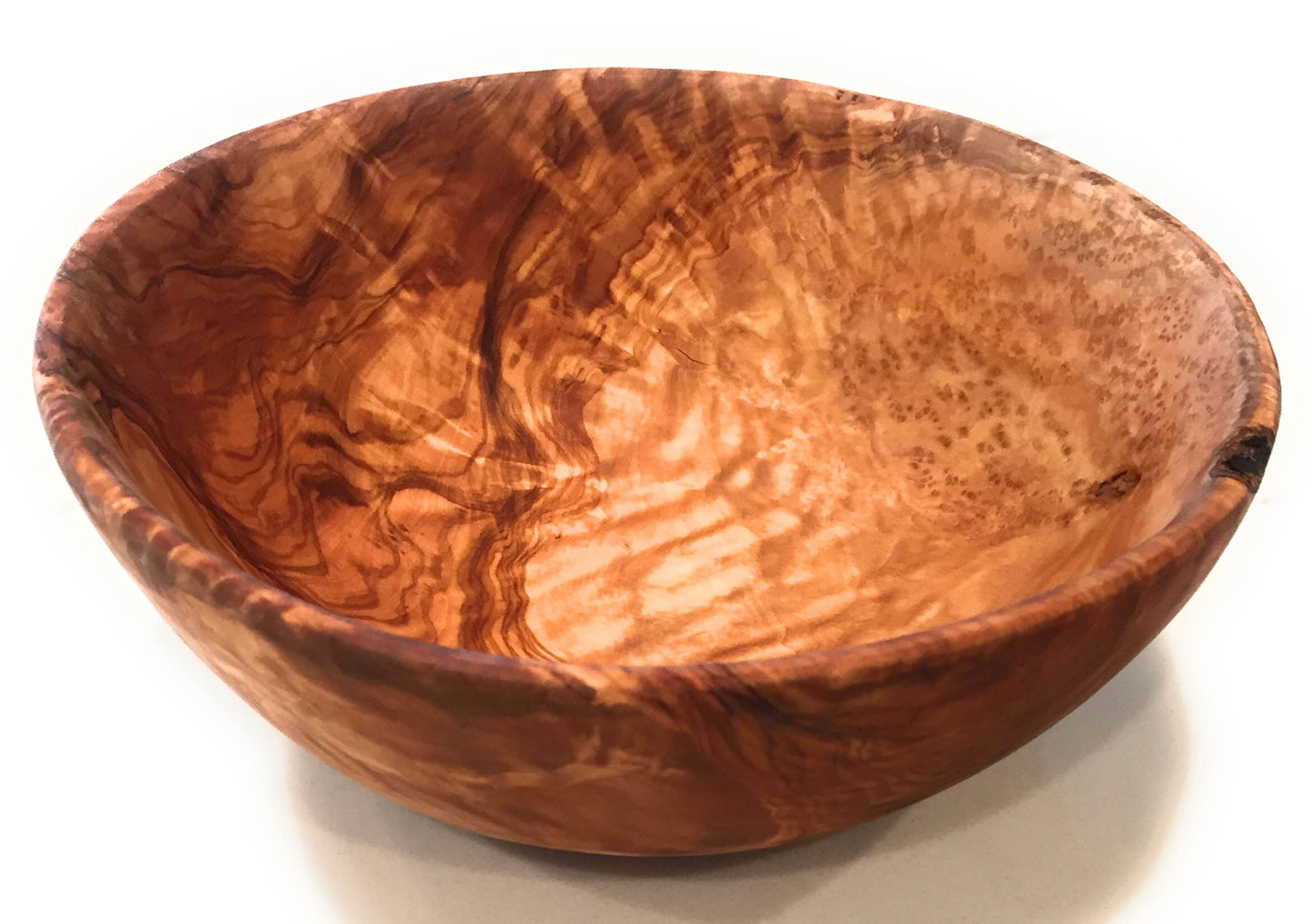 ORCHARD HARDWOODS 8" Artisan Olive Wood Serving Bowl Wooden Farmhouse Décor Bowl for Fruit, Salads, Snacks, Dips, Keys, Potpourri. In Small 6", Med 7", Lg 8", XL 11", XXL 12". (Large 8 inch)
