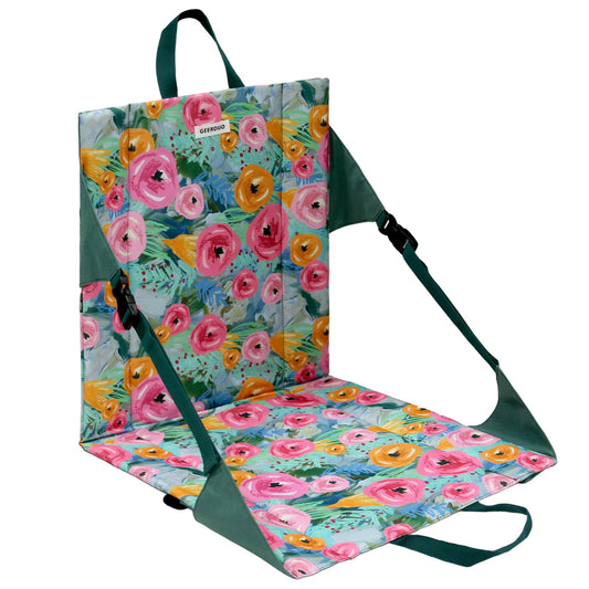 JLDTOP Floral Foldable Bleacher Seat Waterproof Portable Stadium Cushion (Green Floral)