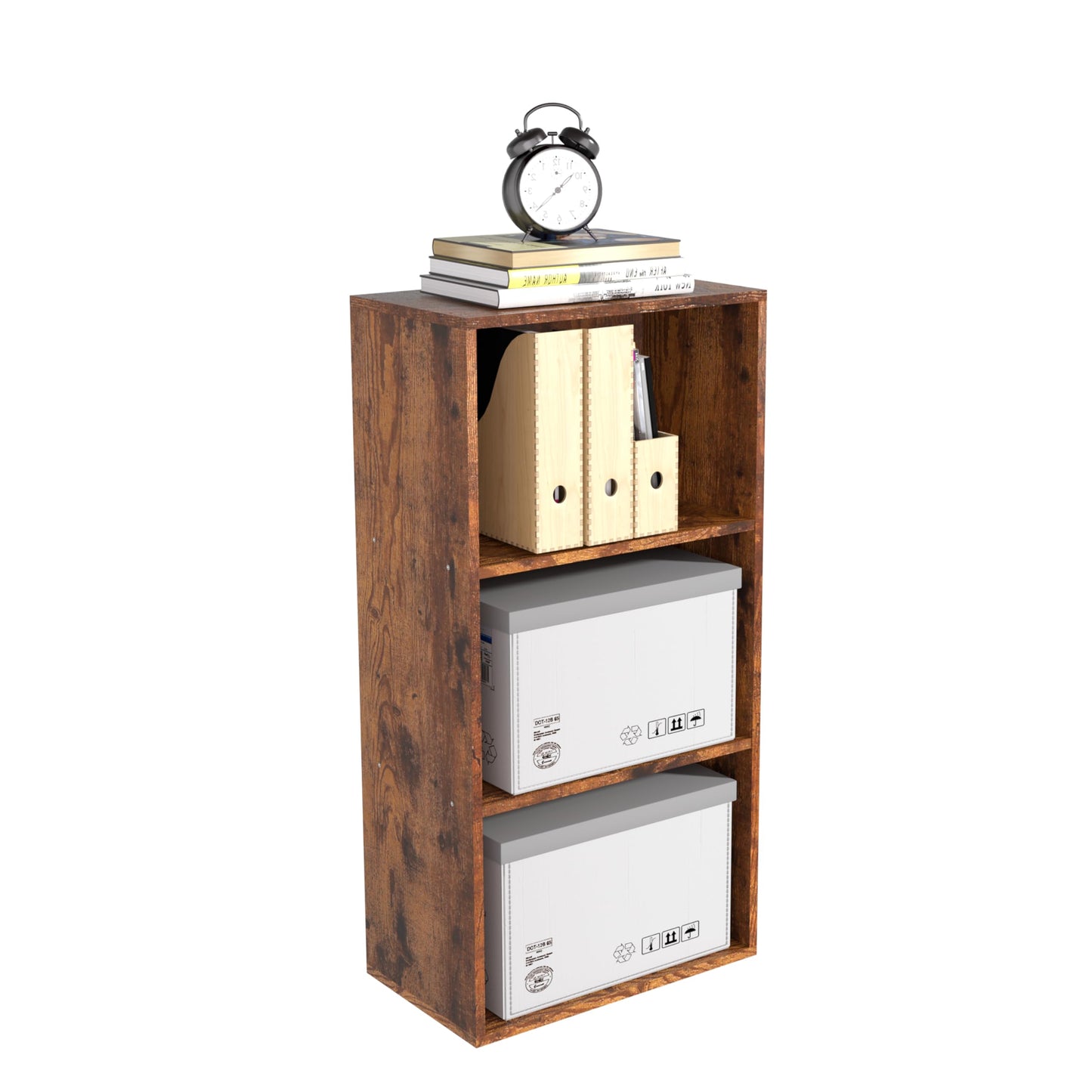 NewBeth Wooden 3 Cube Storage Organizer, 3 Tier Low Bookcase Freestanding Storage Display Organizer,Versatile Cubes Shelf and Cubby Unit for Any Space