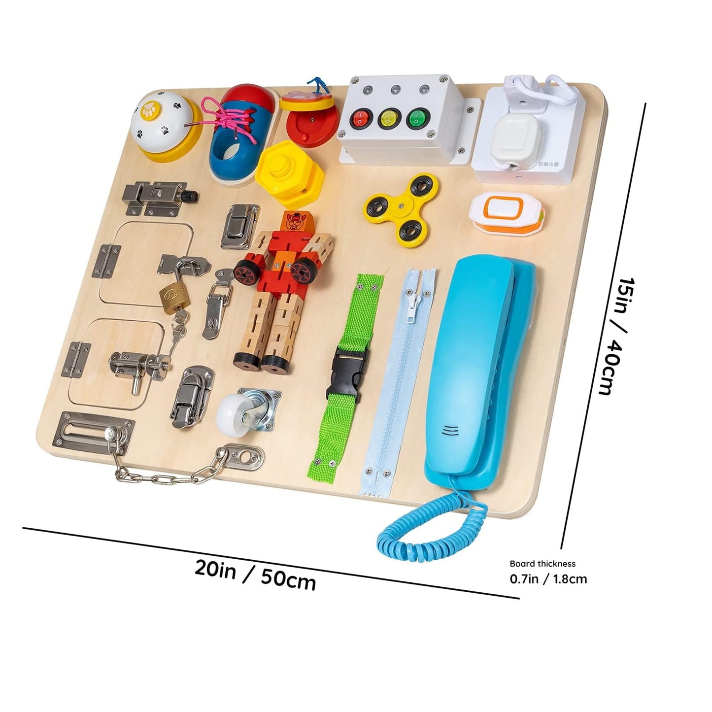 NILUTO Montessori Large Busy Board for Toddlers 3 Years Old - 20 in 1 Wooden Sensory Educational Toys -Fidget Toys for Autistic Children-Preschool Learning Activities Fine Motor Skills