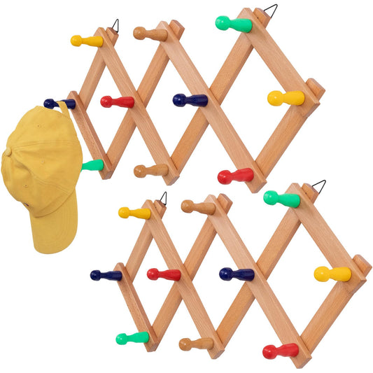 SCUNDA Expandable Hat Rack for Wall, Colorful Wall Hook for Coat/Mug/Baseball Cap, 2 Packs Hat Holder for Girls or Boys Room, Kids Room