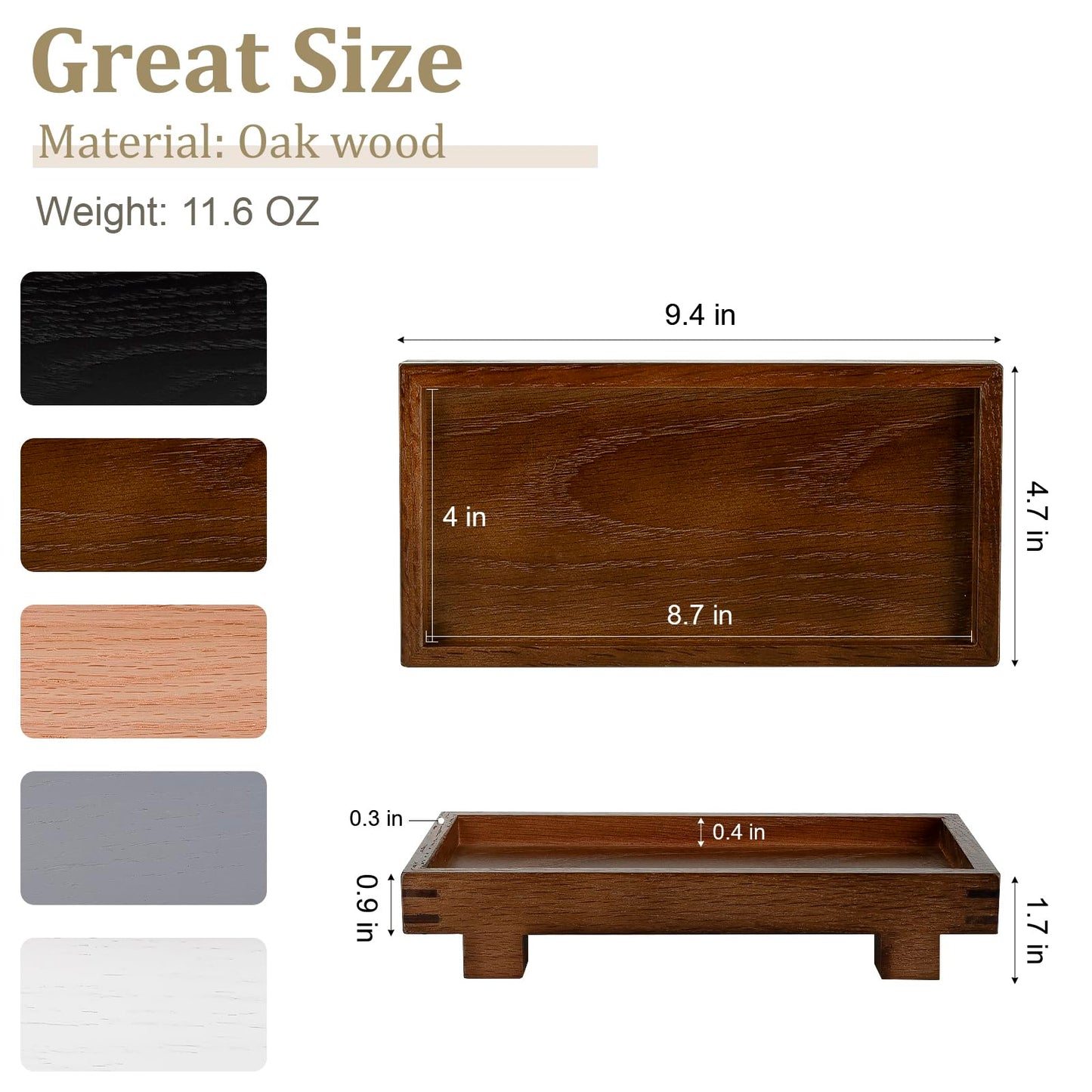 Decorative Tray Small Pedestal Stand Farmhouse Bathroom Decor Wooden Riser Display Stand for Vanity, Kitchen Countertop, Sink, 9.4 * 4.7 Walnut