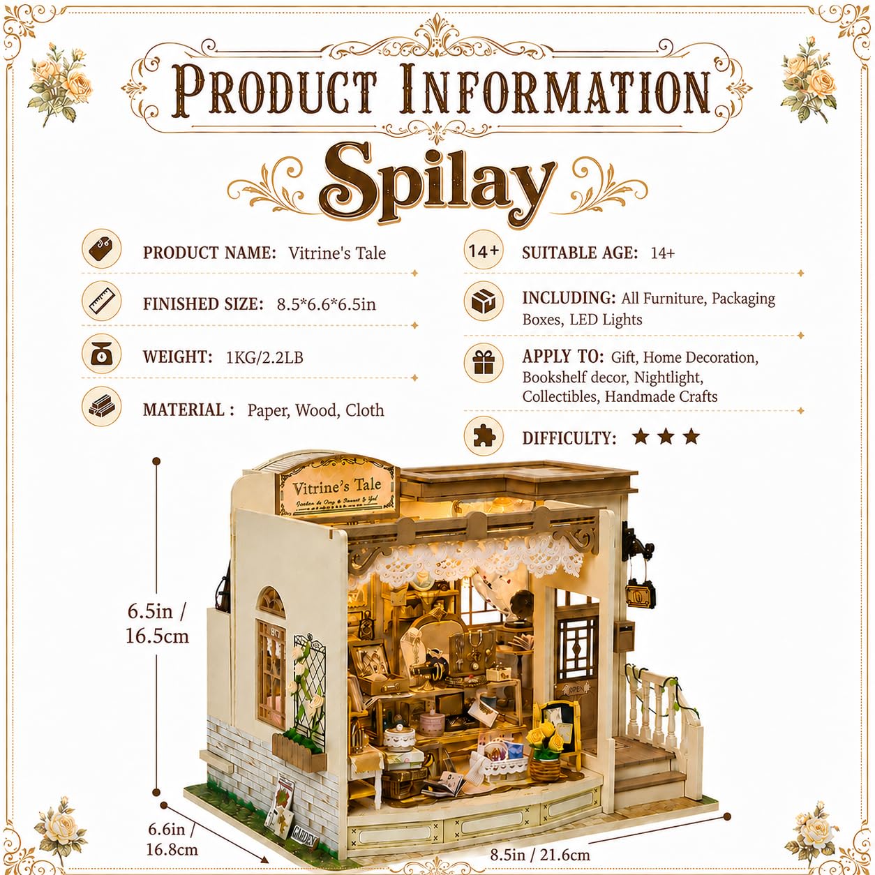 Spilay DIY Miniature House Kit for Adults, Miniature Dollhouse Kit