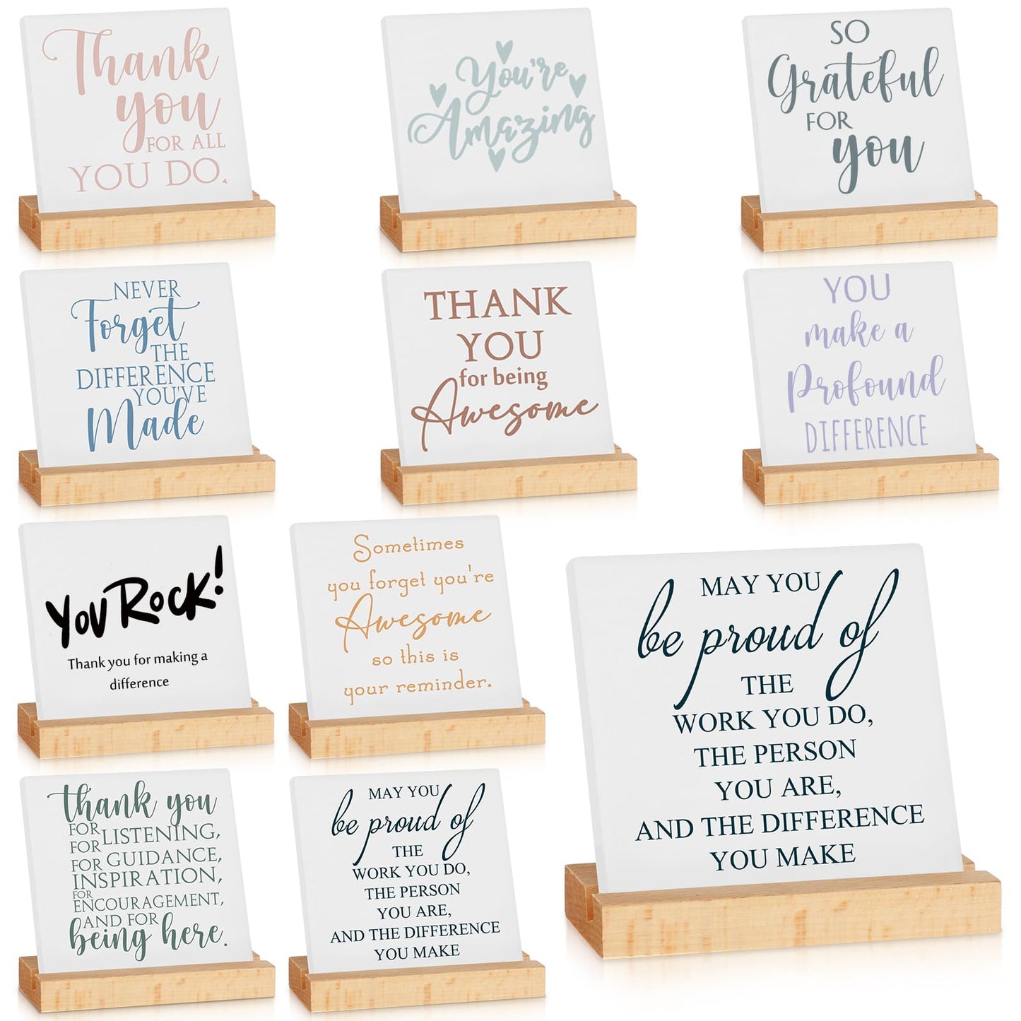 Roowest Motivational Desk Decor Table Signs Gift for Women Positive Wooden Signs Desk Plaque Back to School Gifts for Teacher Nurse Coworker Employee Office Home(Inspirational)