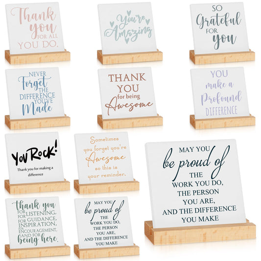 Roowest Motivational Desk Decor Table Signs Gift for Women Positive Wooden Signs Desk Plaque Back to School Gifts for Teacher Nurse Coworker Employee Office Home(Inspirational)