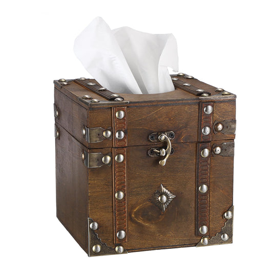 Sumnacon Tissue Box Retro Wood Square Tissue Box Cover Vintage Cube Tissue Box Holder,Decorative Tissue Holder for Bedroom Bathroom Toilet Table Desk Car Store Office Home,Brown