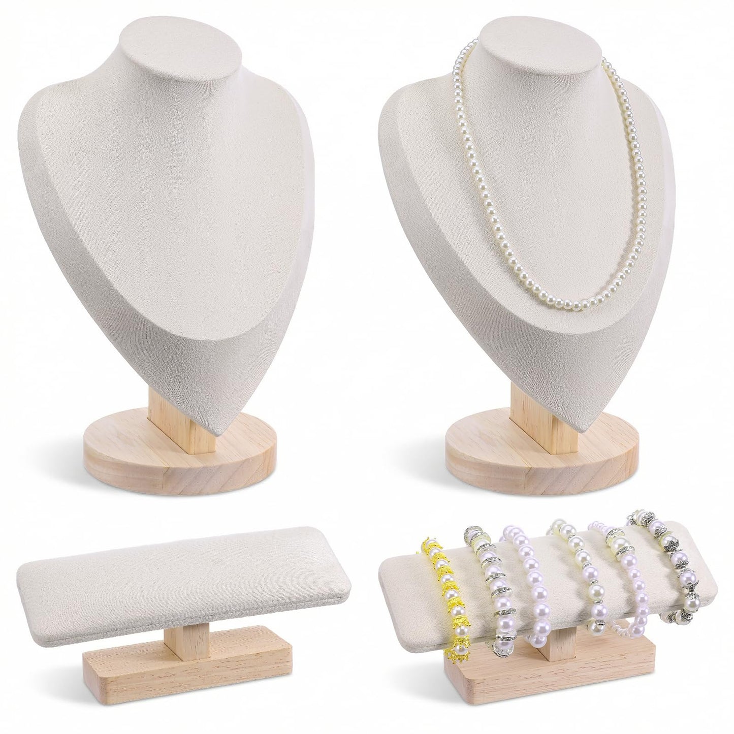 HANLANXUE 4 Pcs Necklace and Bracelet Display Stand Set, Necklace Display Stand T Bar Bracelet Holder for Retail Home Decor Vendors Trade Organizer