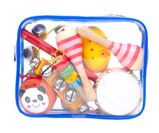 Toddler Musical Instrument, Wooden Percussion Musical Instruments Toy for Kids Toddlers, Preschool Educational Instrument Toy Set with Rattle Drum, Egg Shaker, Maracas for Boys and Girls