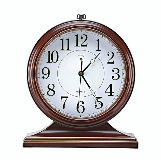 Auafanzy Retro Mantel Décor Desk Clock, 10-inch Vintage Table Clocks for Fireplace, Easy to Read Clocks for Living Room, Bedroom, Office, Desktop Decoration (Bright Brown)