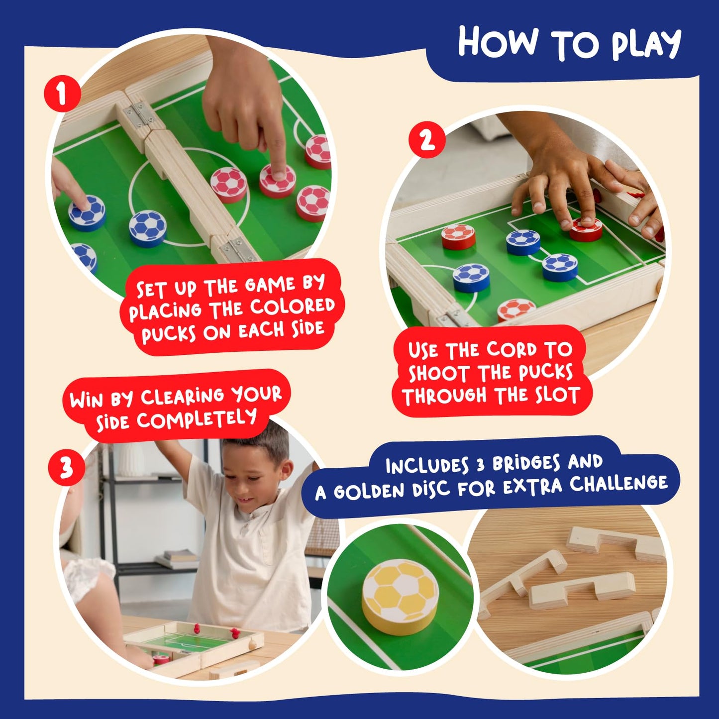 Nene Toys Sling Goal, Wooden Sling Puck Game for Kids & Adults – Fast-Paced Family Board Game for Kids 4+ Years – Portable Travel Yard Game – Indoor Outdoor Fun – Gift for Boys & Girls
