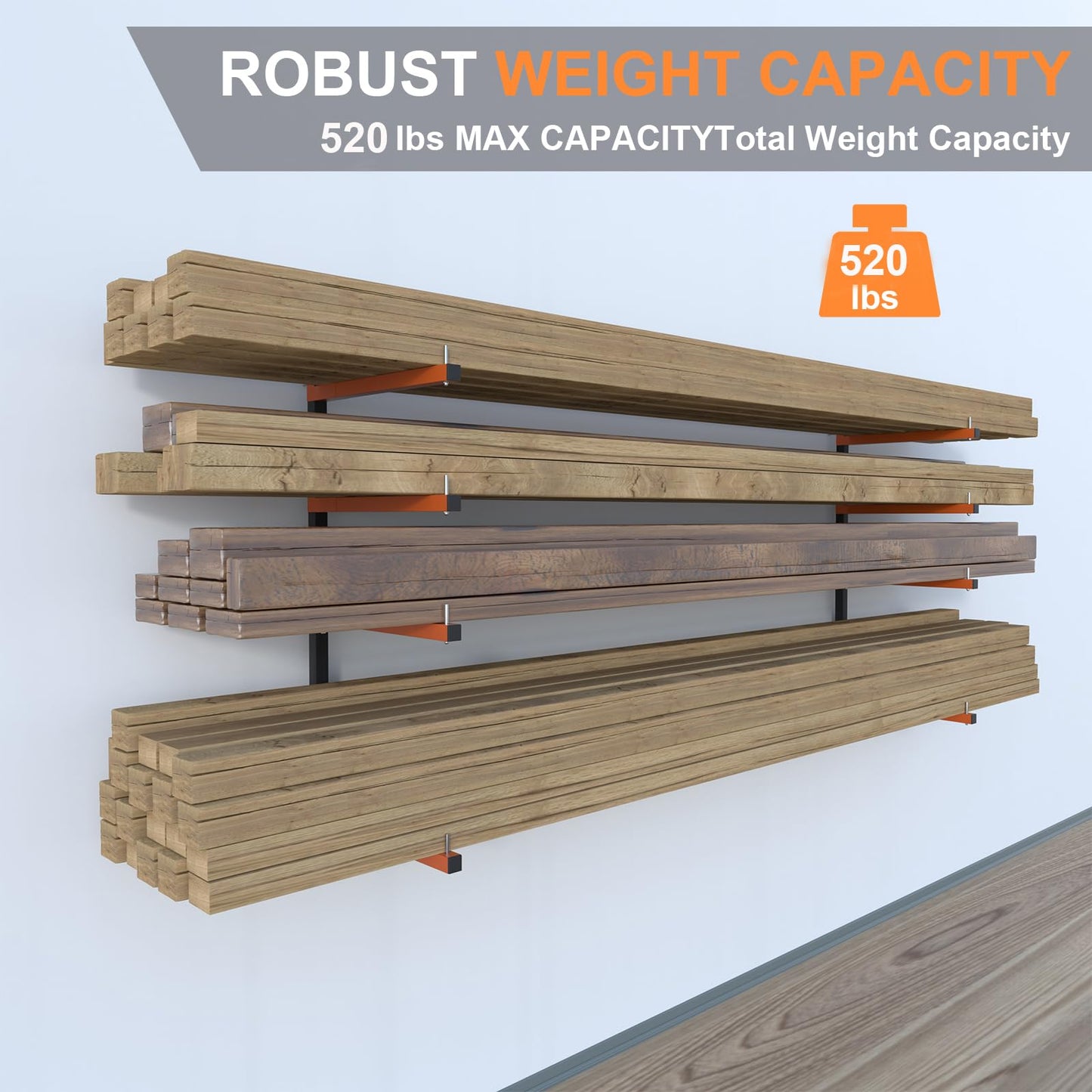 Olgsibb Lumber Storage Rack,Upgrade Folding Lumber Rack Wall Mount, Heavy Duty Metal 8 Level 32 Inch Wood Storage Rack for Garage Storage Organization