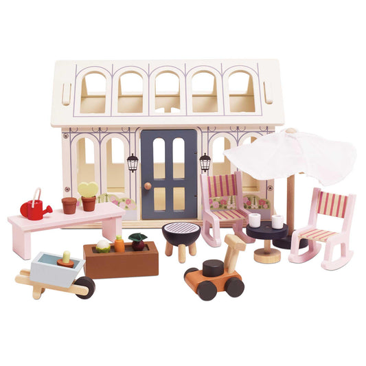 Le Toy Van Wooden Dolls House Conservatory Extension – FSC® 100% Certified Sustainable Add-On – Plastic-Free Furniture Accessory for Kids