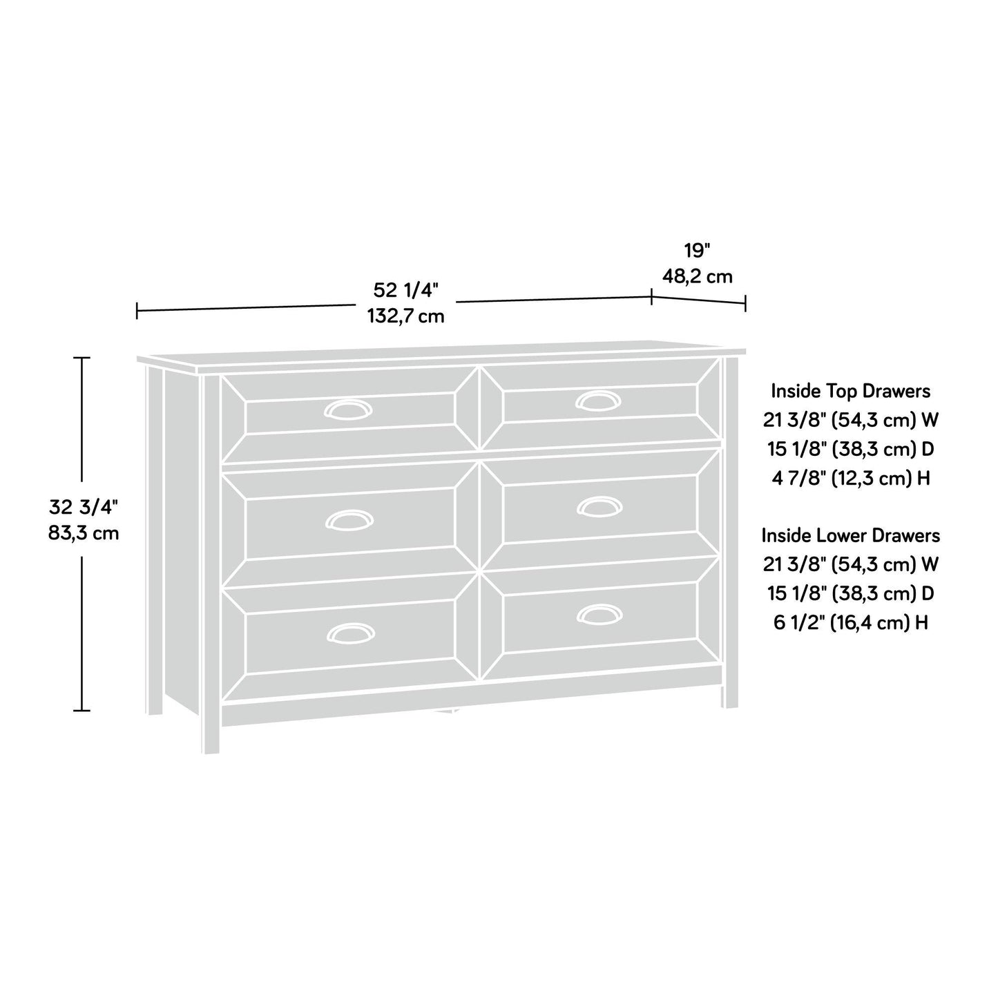 Sauder County Line Dresser, Salt Oak finish