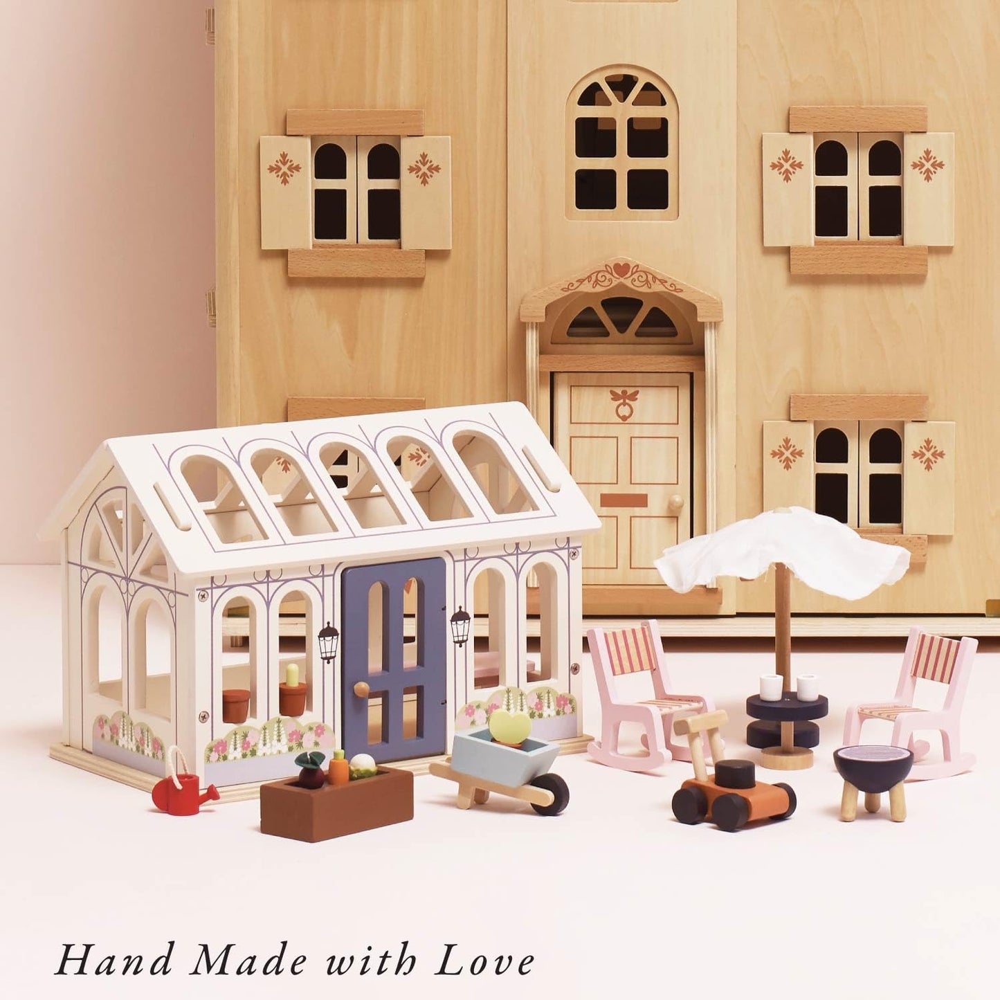 Le Toy Van Wooden Dolls House Conservatory Extension – FSC® 100% Certified Sustainable Add-On – Plastic-Free Furniture Accessory for Kids