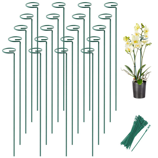 Joyhalo 20 Pack Plant Support Stakes 24 Inch, Plant Stakes, Flower Stakes with 24 Twist Ties, Garden Sticks for Plants Iris, Dahlia, Gladiolus, Amaryllis, Rose, Sunflower, Tomato, Sapling Etc